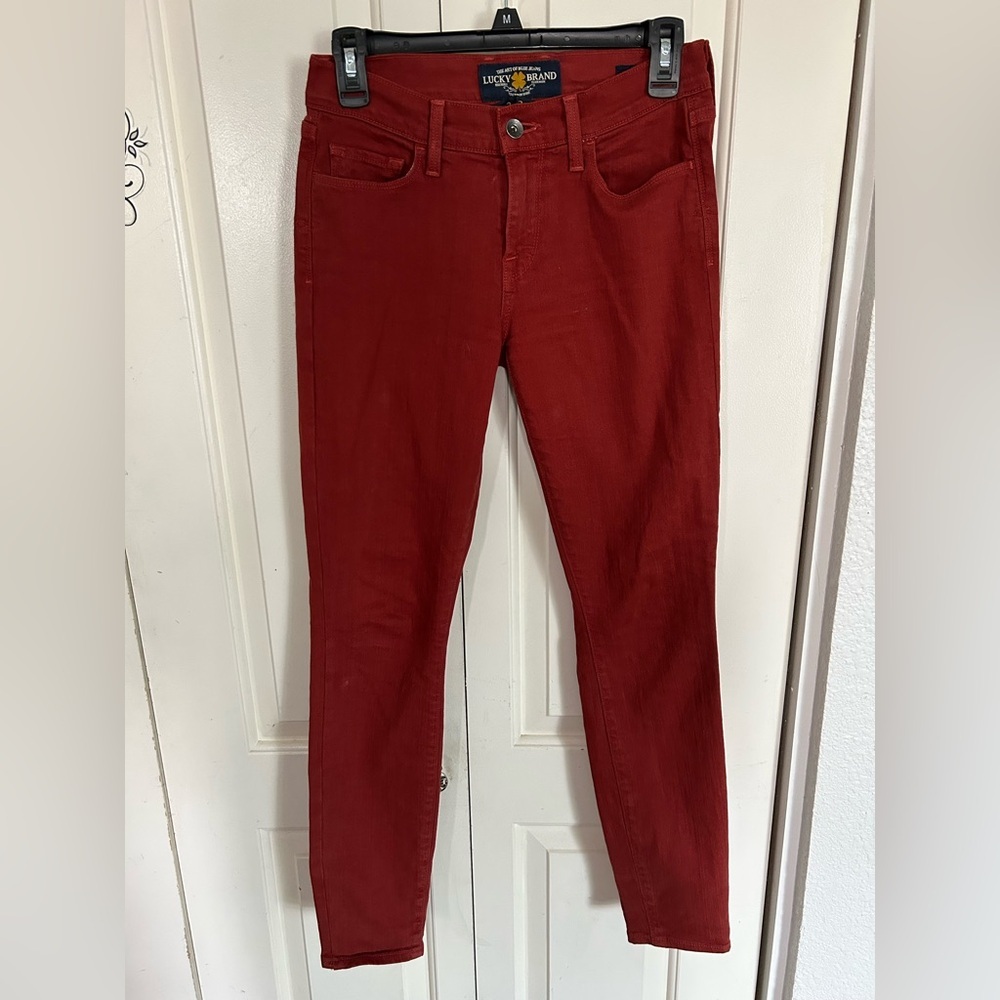 Lucky Brand Sofia Skinny Ankle Jeans Coral Color Size 2/26